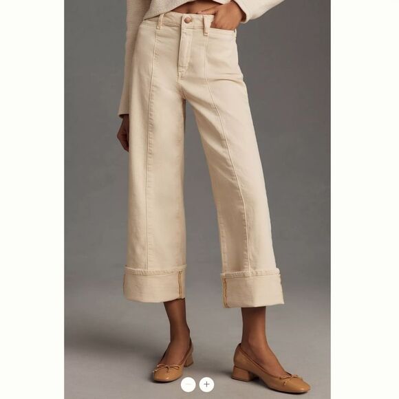 Anthropologie Pilcro Cuffed Crop High-Rise Wide-Leg Jeans - Picture 2 of 6